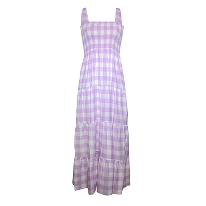 Tivoli Shirred Gingham Maxi Dress