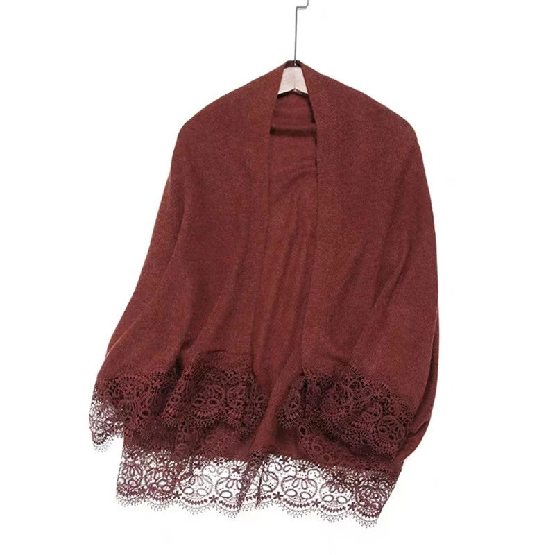 Tivoli Lace Cashmere Shawl - Crimson