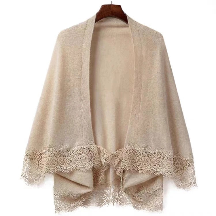 Tivoli Lace Cashmere Shawl - Ivory