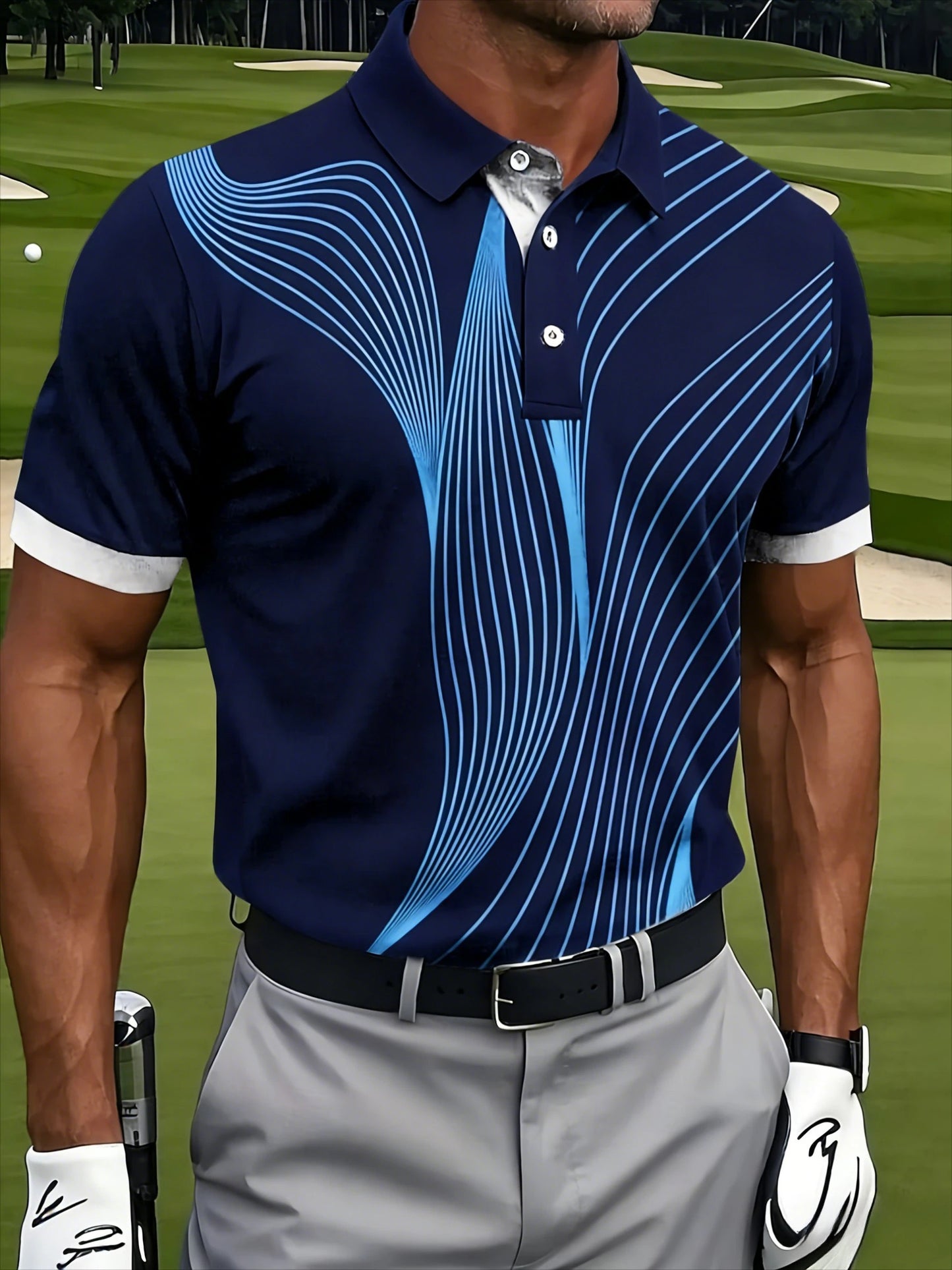 Toulon Streamline Golf Polo - Navy Horizon