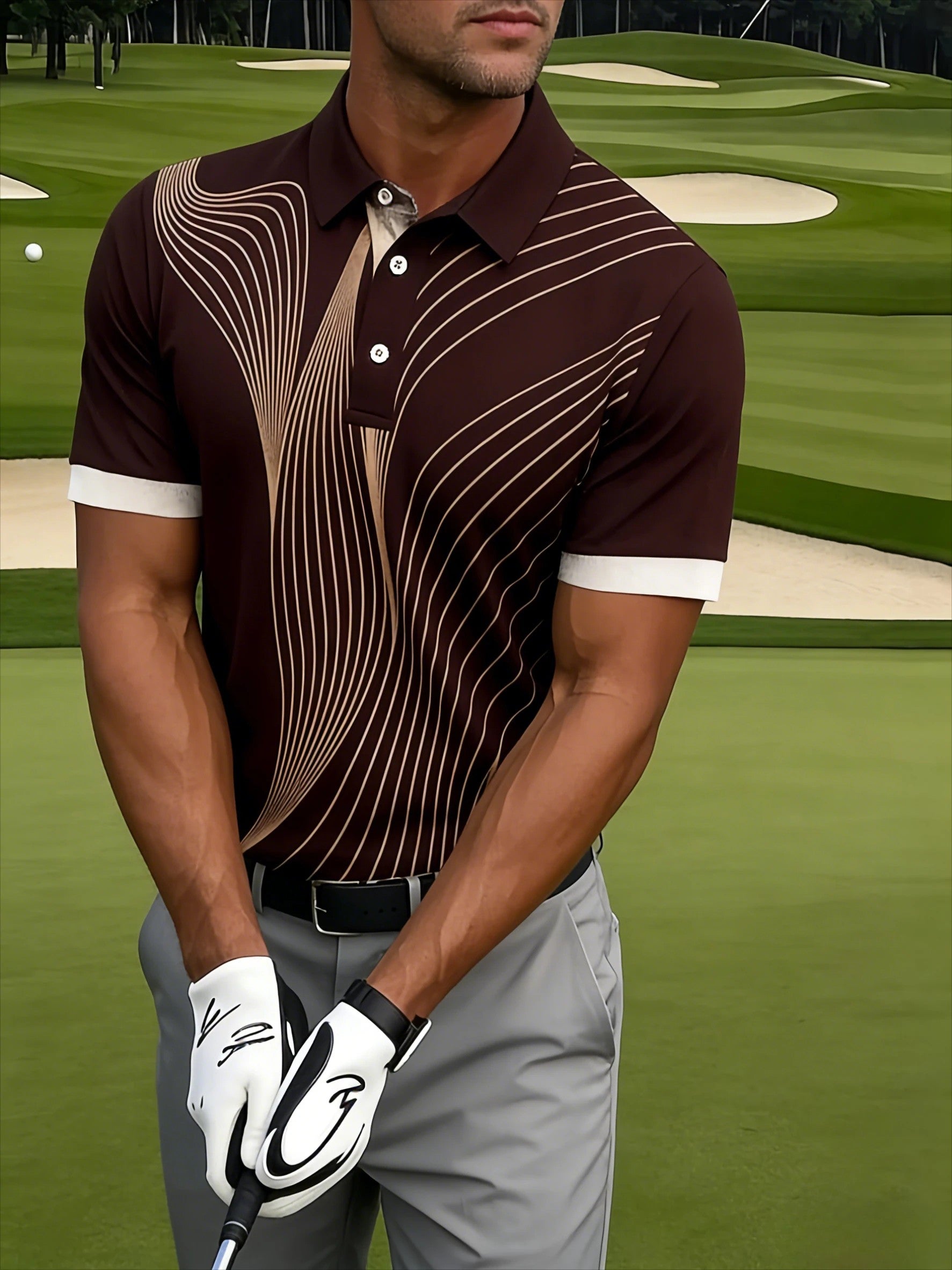 Toulon Streamline Golf Polo - Umber Wave