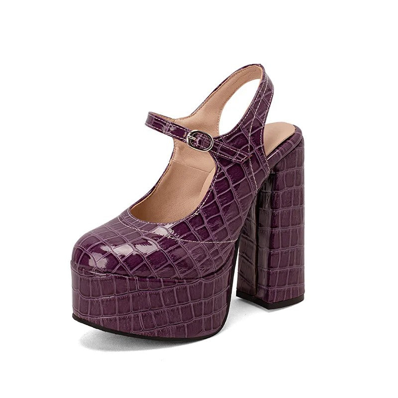 Stresa Patent Leather Platform Heels - Amethyst Purple