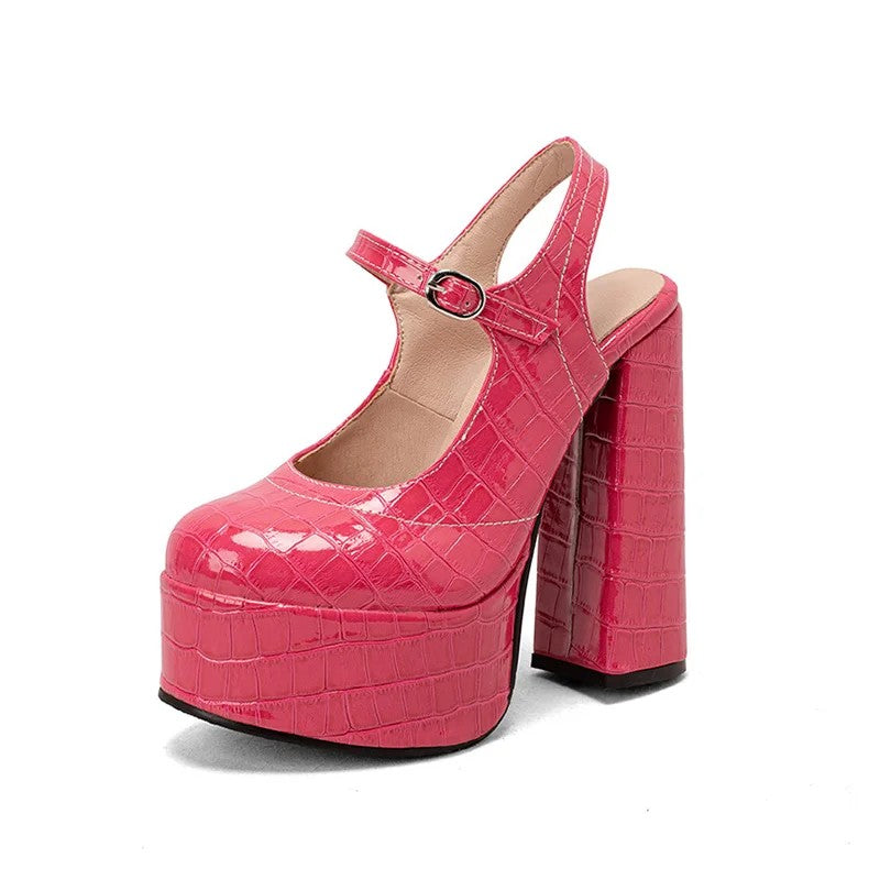 Stresa Patent Leather Platform Heels - Rose Quartz