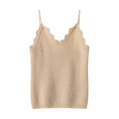 Trento V-Neck Cashmere Camisole - Beige