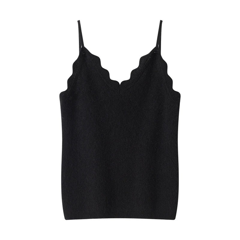 Trento V-Neck Cashmere Camisole - Black