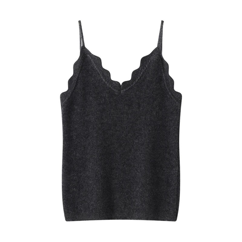 Trento V-Neck Cashmere Camisole - Grey