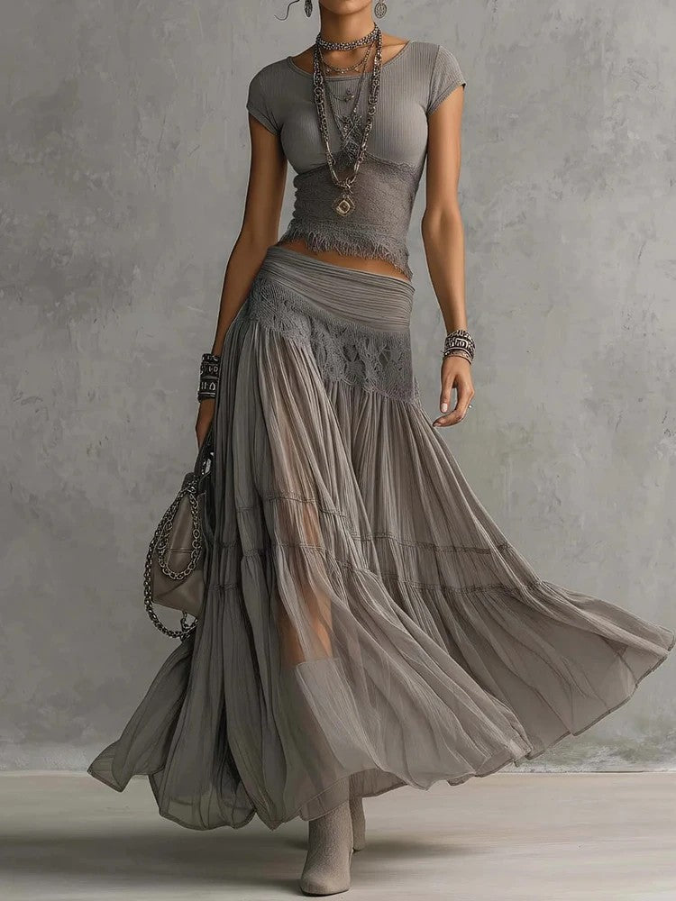 Trieste Lace Maxi Skirt Set