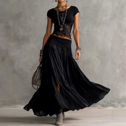 Trieste Lace Maxi Skirt Set - Carbon
