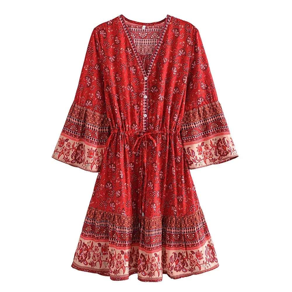 Trogir Rayon Floral Mini Dress - Canyon Floral