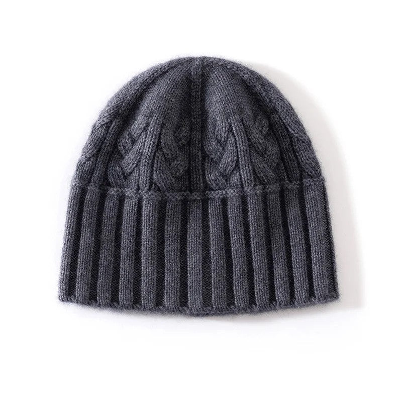 Tundra Cashmere Cable Knit Beanie - Charcoal