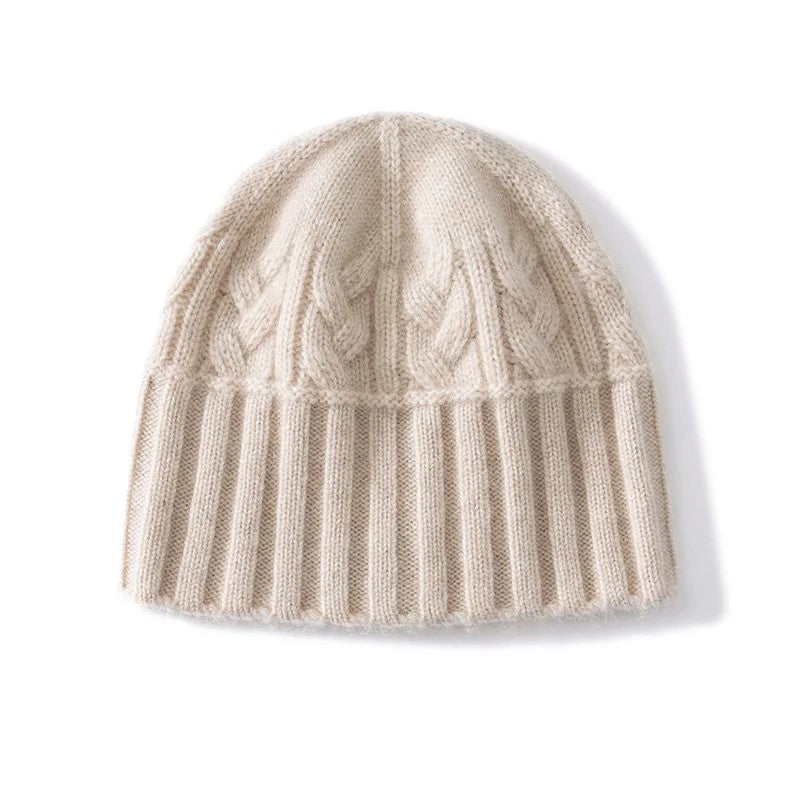 Tundra Cashmere Cable Knit Beanie - Ecru