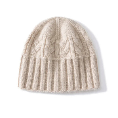 Tundra Cashmere Cable Knit Beanie - Ecru