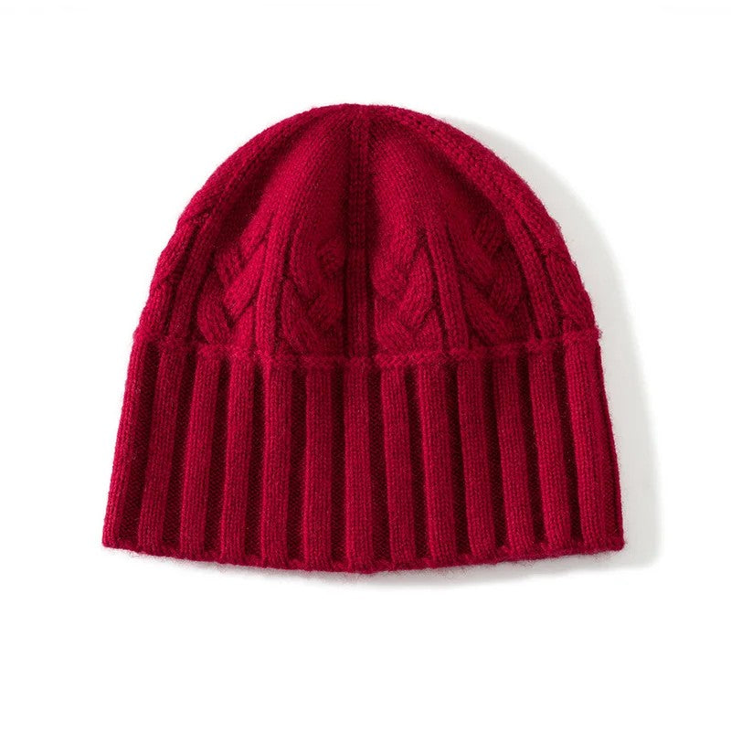 Tundra Cashmere Cable Knit Beanie - Merlot