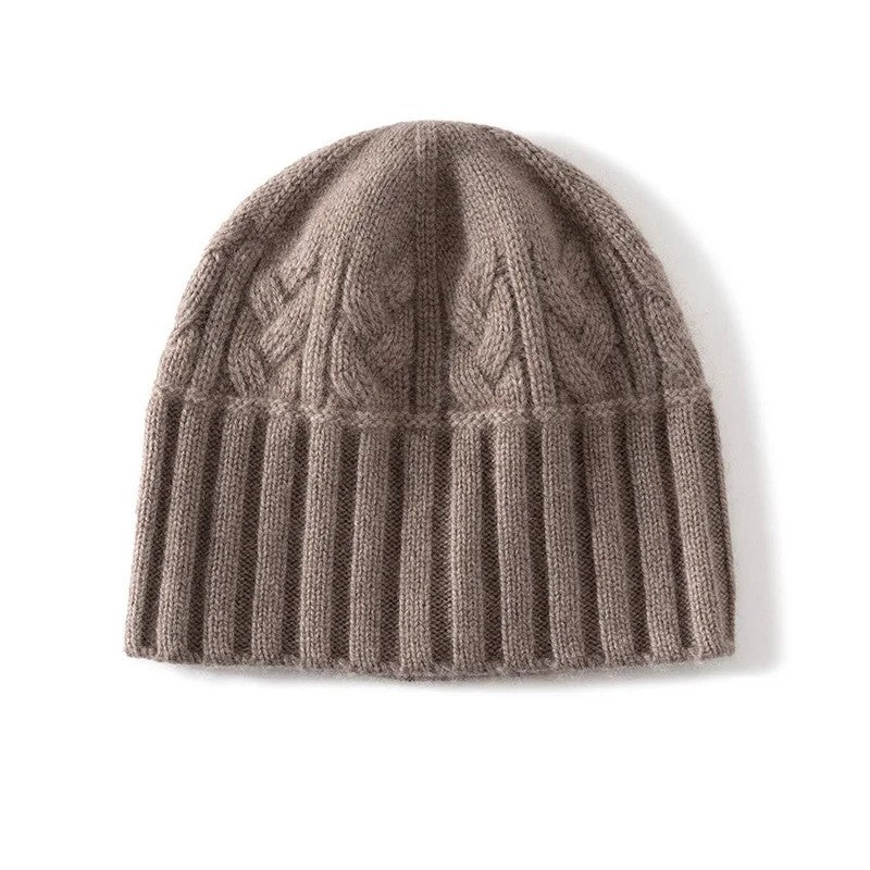 Tundra Cashmere Cable Knit Beanie - Toffee