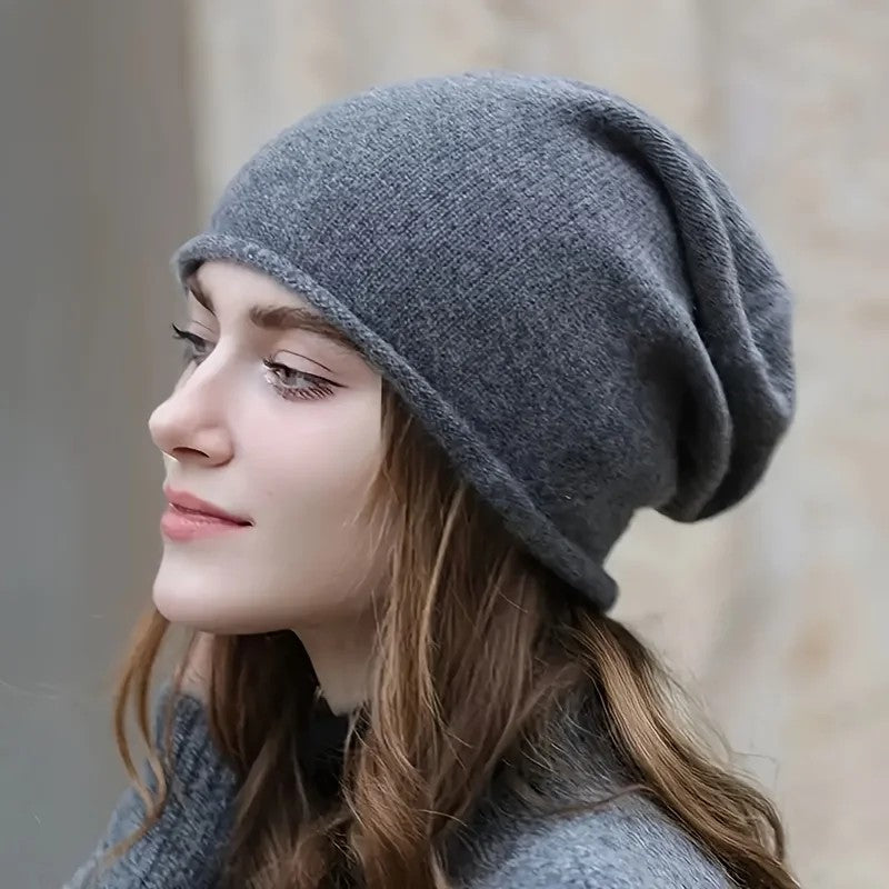 Tyrol Cashmere Wool Beanie Hat - Heather Gray