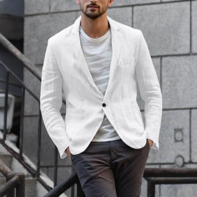 Tyrol Cotton Linen Summer Blazer - Cloud White