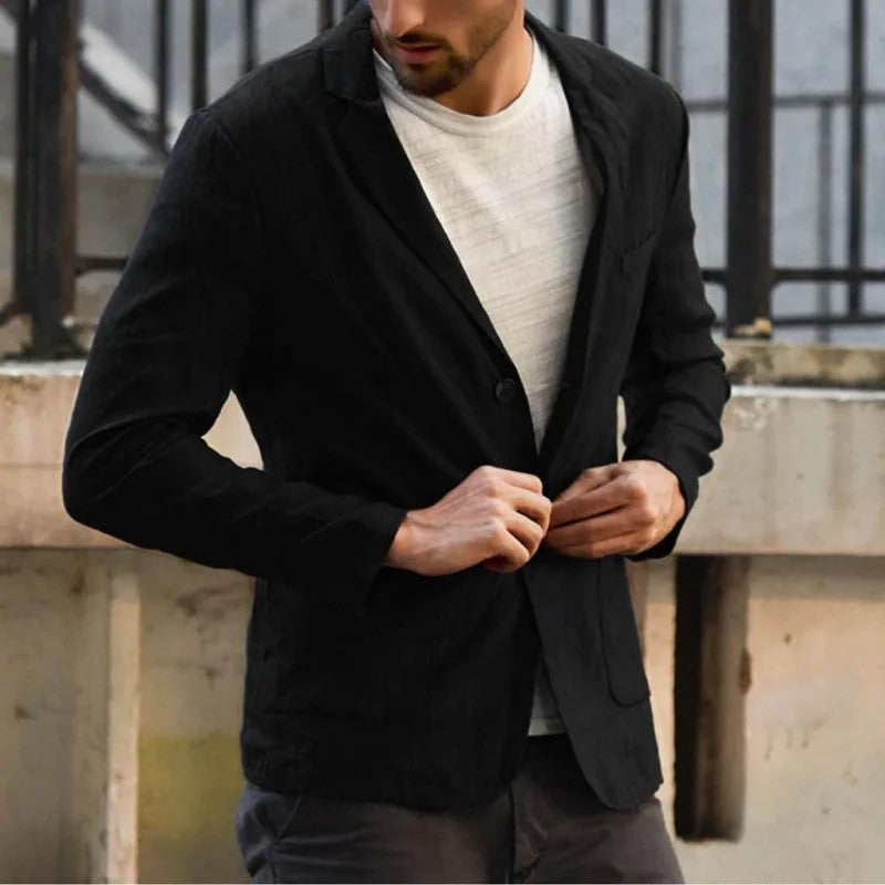 Tyrol Cotton Linen Summer Blazer - Onyx