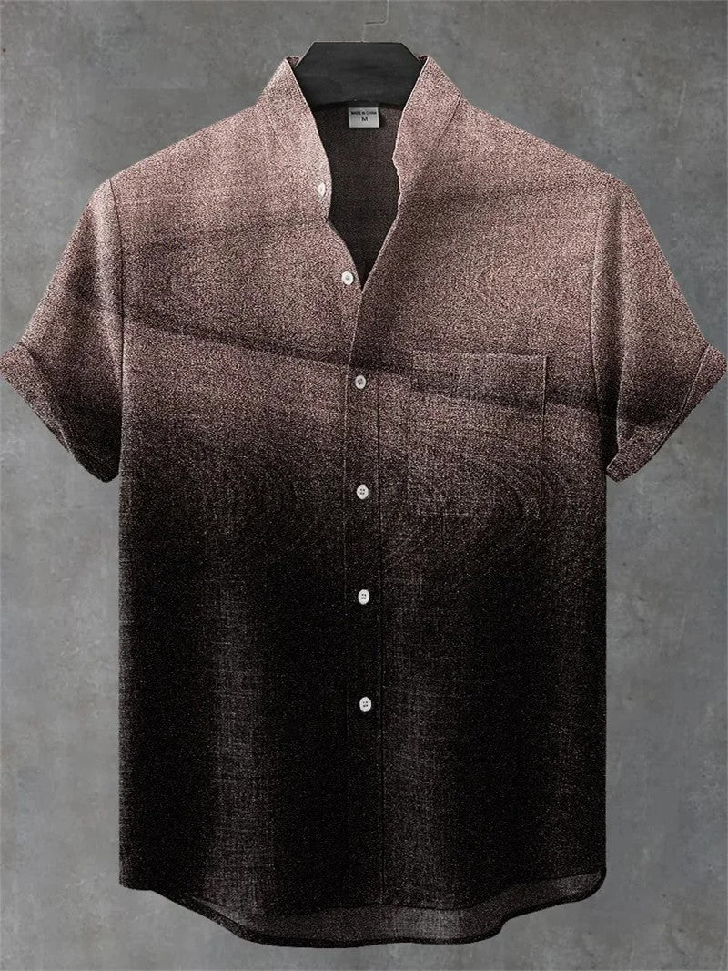 Valais Linen Short Sleeve Shirt - Dark Woodgrain