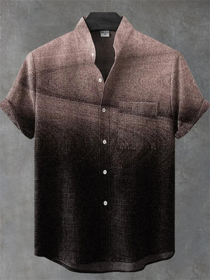 Valais Linen Short Sleeve Shirt - Dark Woodgrain