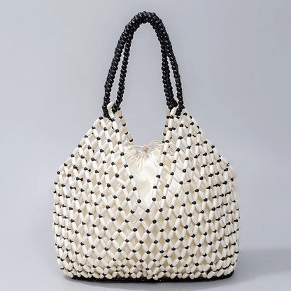 Valenza Woven Beaded Handbag - White