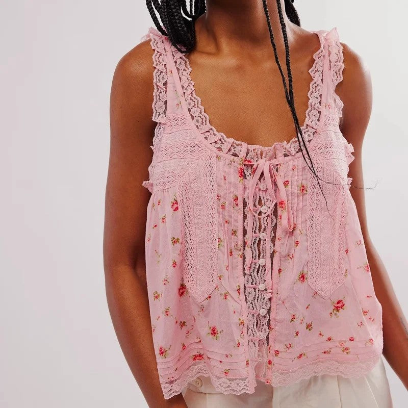 Valette Floral Lace Cami Top - Multicolor Floral