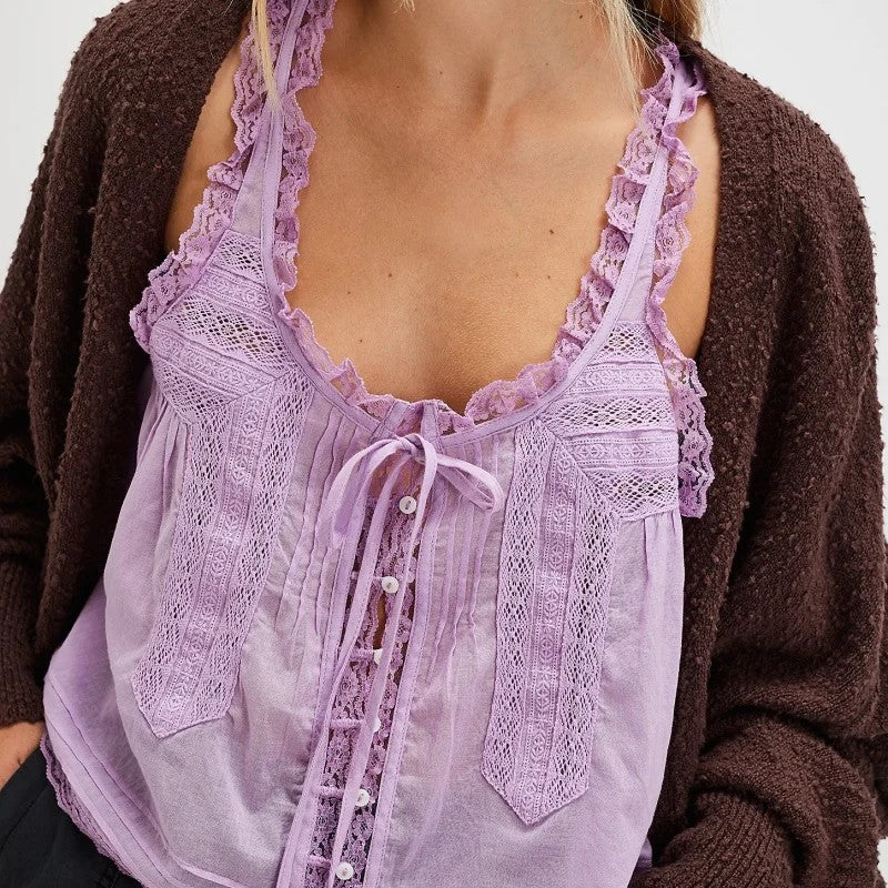 Valette Floral Lace Cami Top - Plum