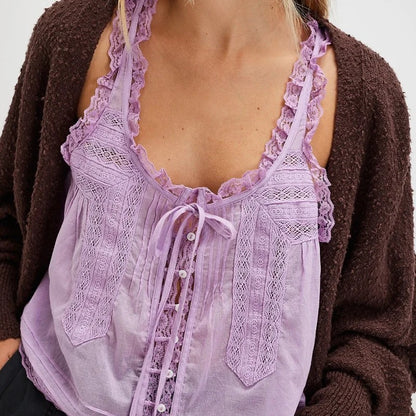 Valette Floral Lace Cami Top - Plum