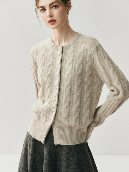 Valmont Cashmere Cable Cardigan - Camel