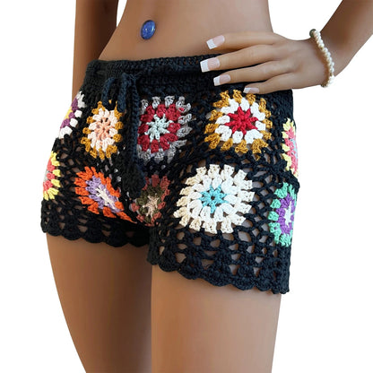 Varese Knit Crochet Shorts - Black
