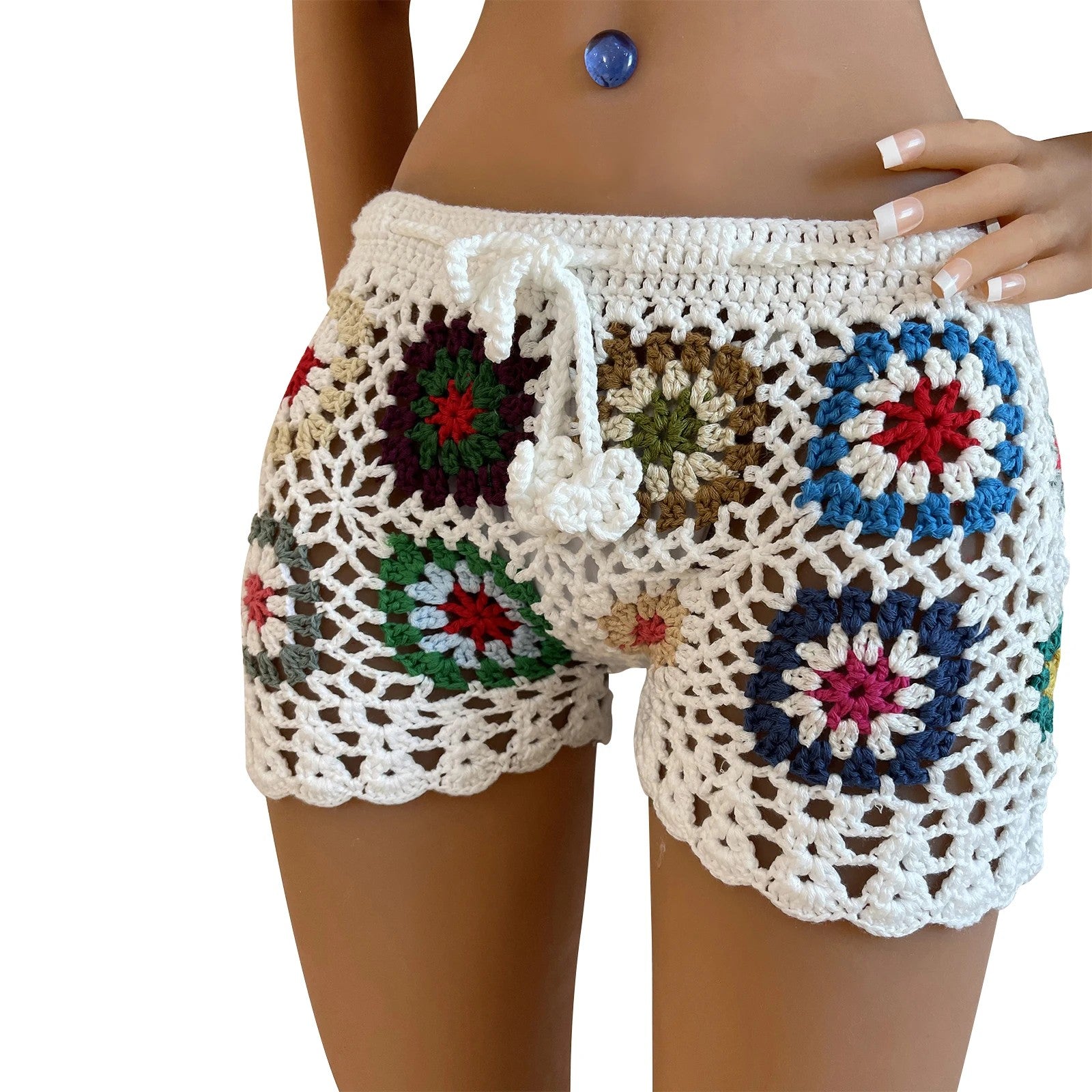 Varese Knit Crochet Shorts - White