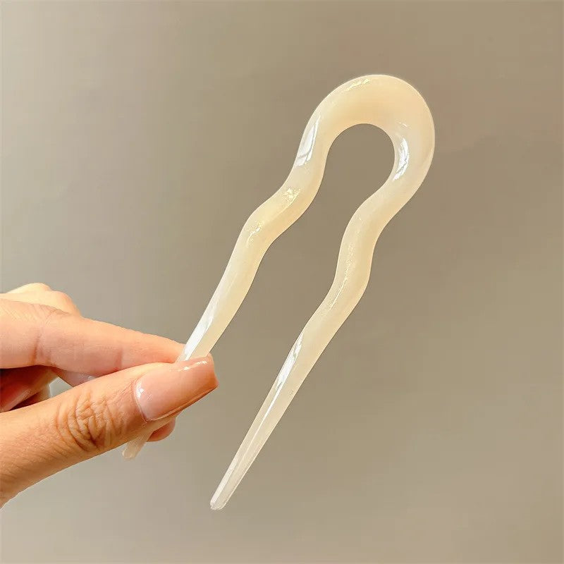 Varese Tortoiseshell Acetate Hair Fork - Sand Beige
