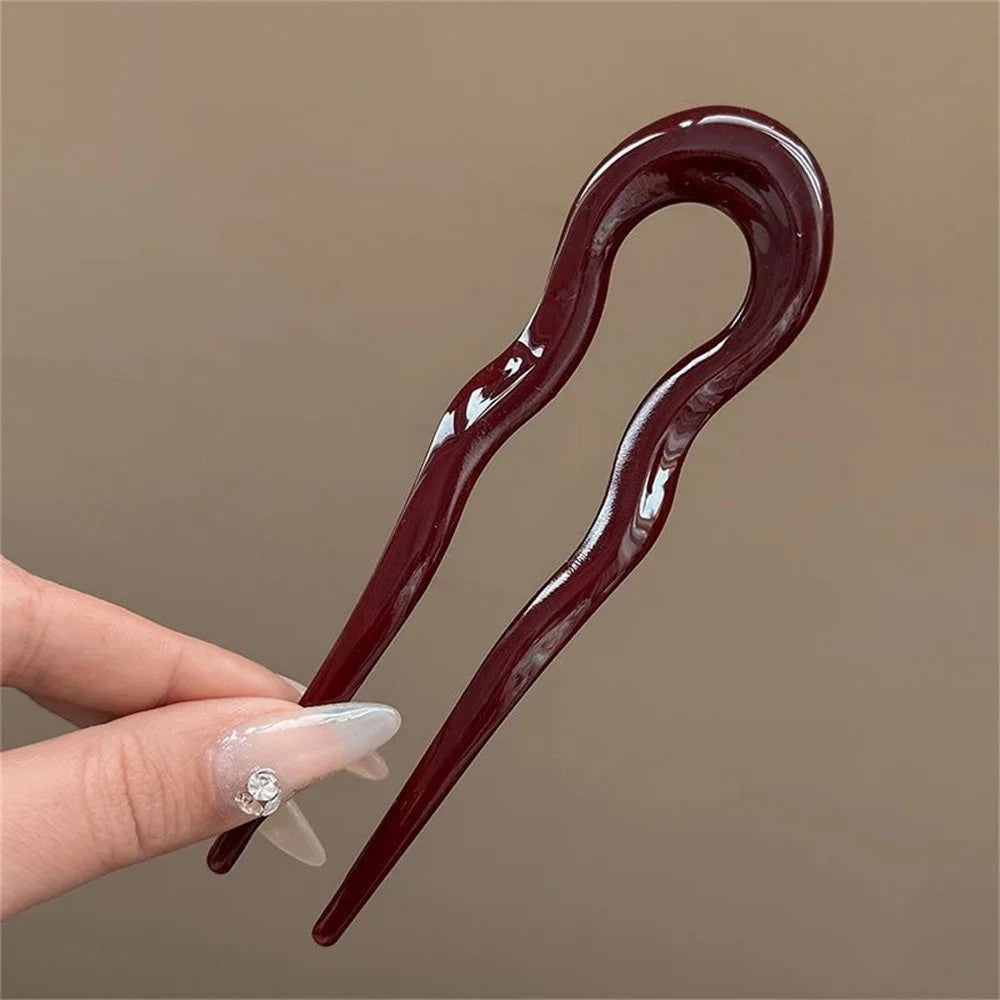 Varese Tortoiseshell Acetate Hair Fork - Burgundy