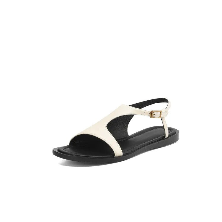 Varena Split Leather Gladiator Sandals - Beige