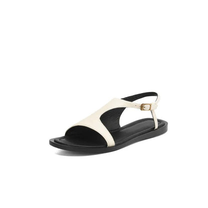 Varena Split Leather Gladiator Sandals - Beige