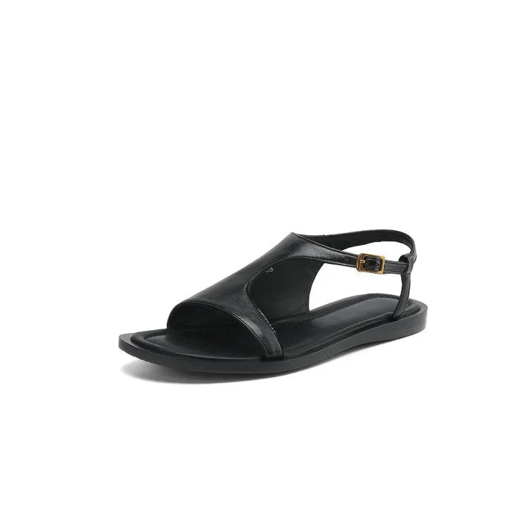 Varena Split Leather Gladiator Sandals - Black