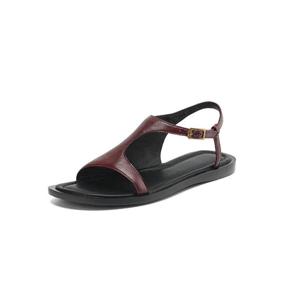 Varena Split Leather Gladiator Sandals - Burgundy