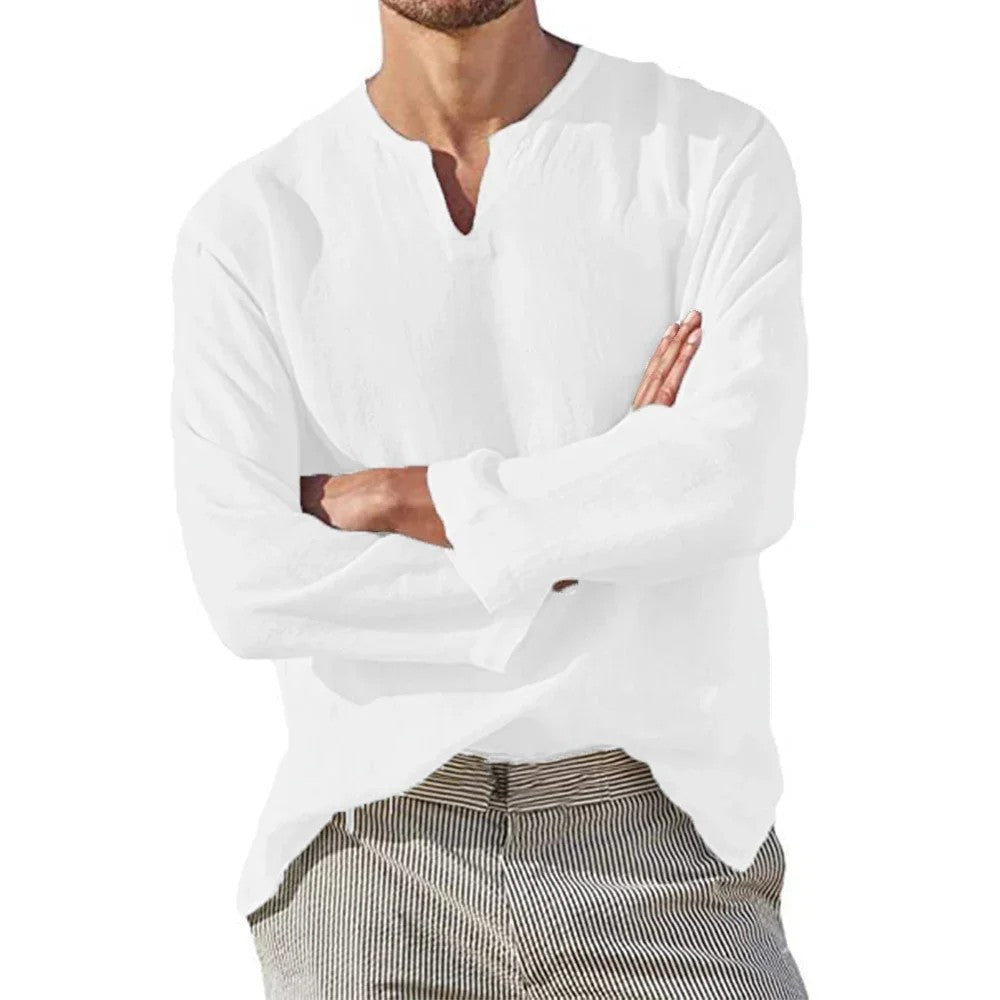Varenna Cotton Linen Shirt - Alpine White