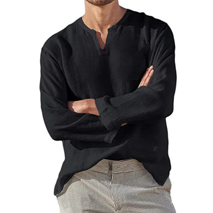 Varenna Cotton Linen Shirt - Onyx Black