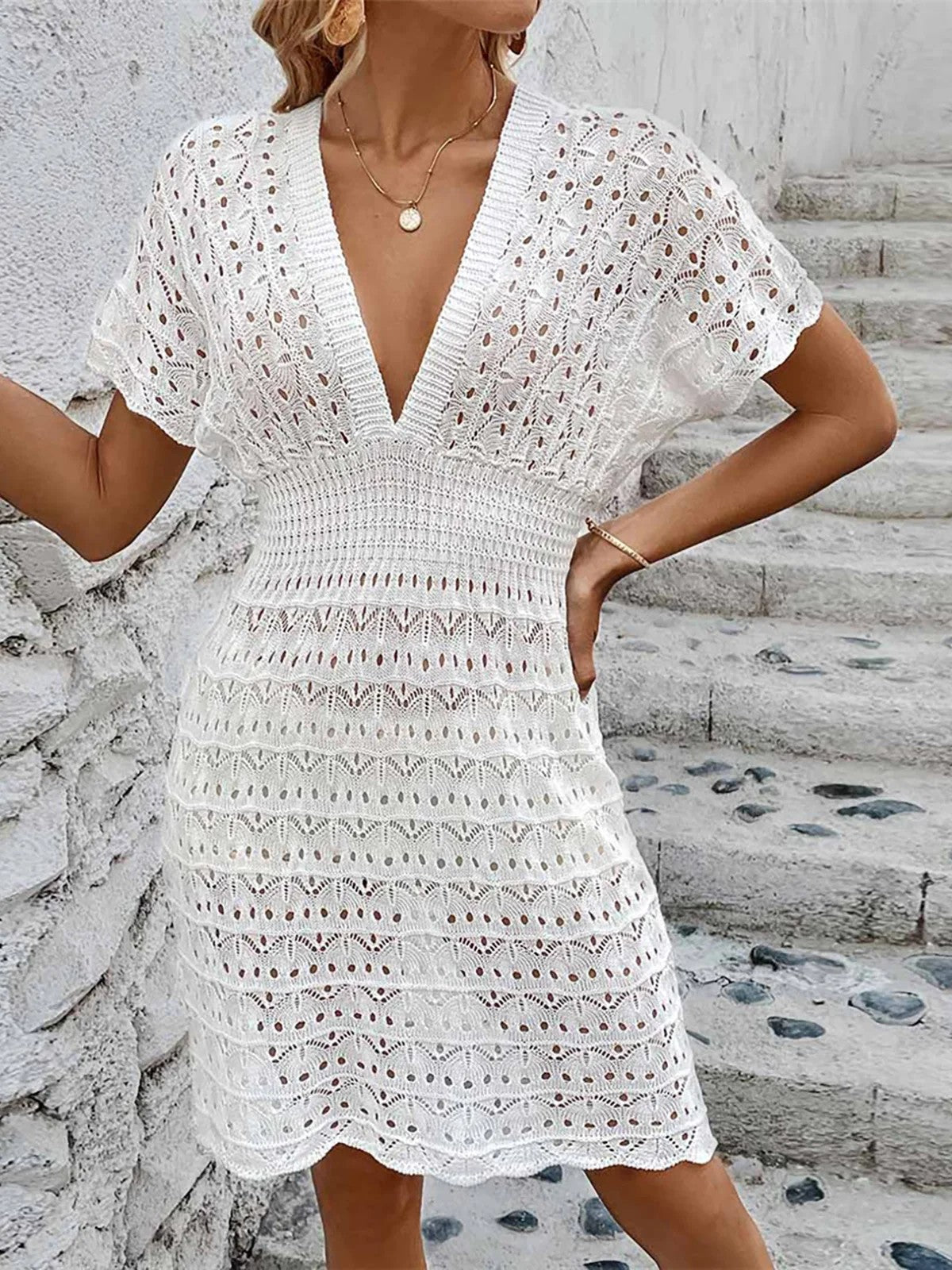 Varenna Crochet Cover Up - White