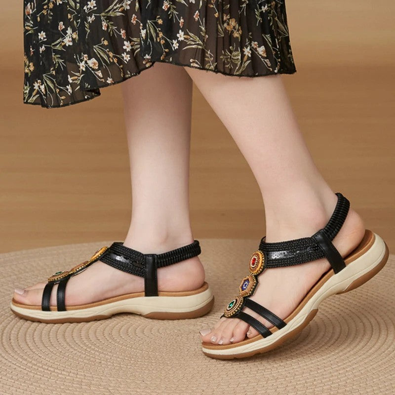 Vela Gemstone Wedge Sandals