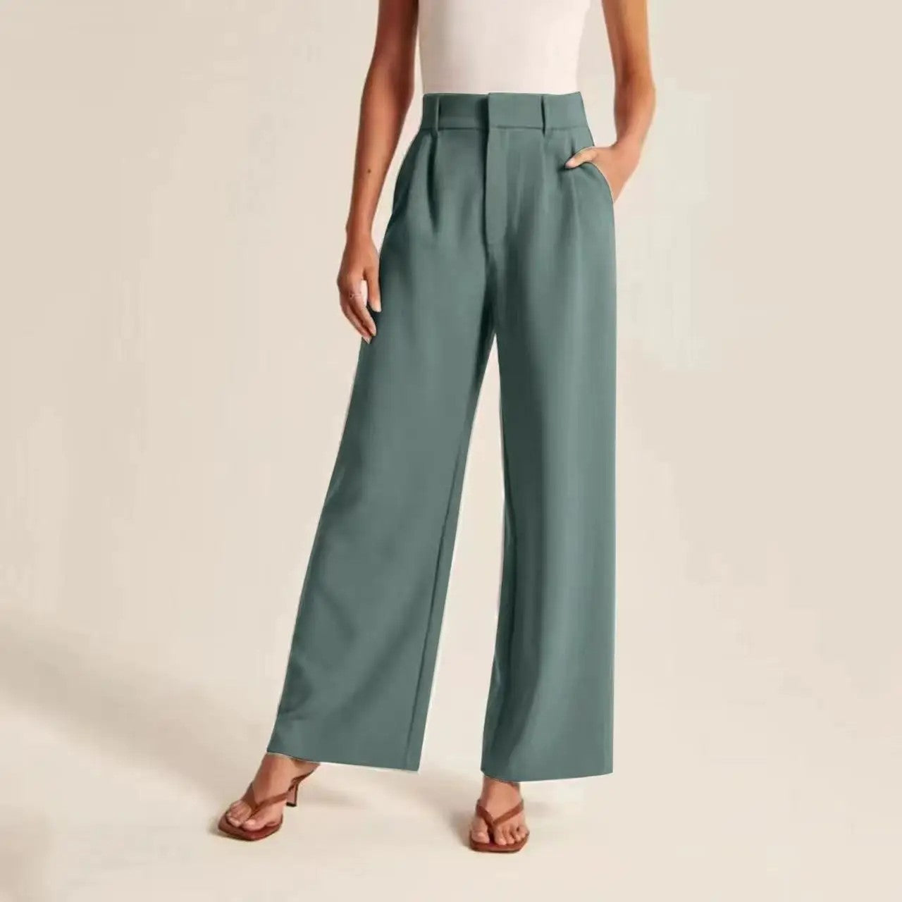 Vela High-Waist Trousers - Azure
