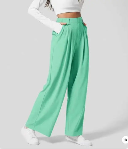 Vela High-Waist Trousers - Emerald