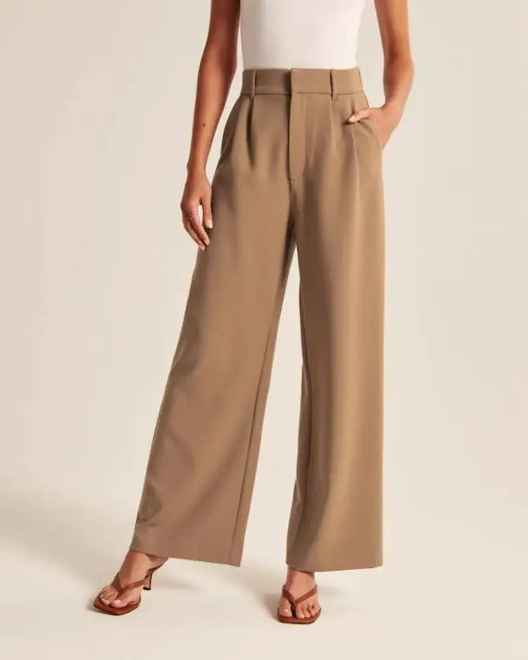 Vela High-Waist Trousers - Khaki
