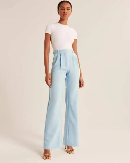Vela High-Waist Trousers - Sky Blue