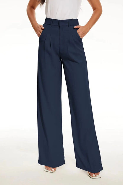 Vela High-Waist Trousers - Navy