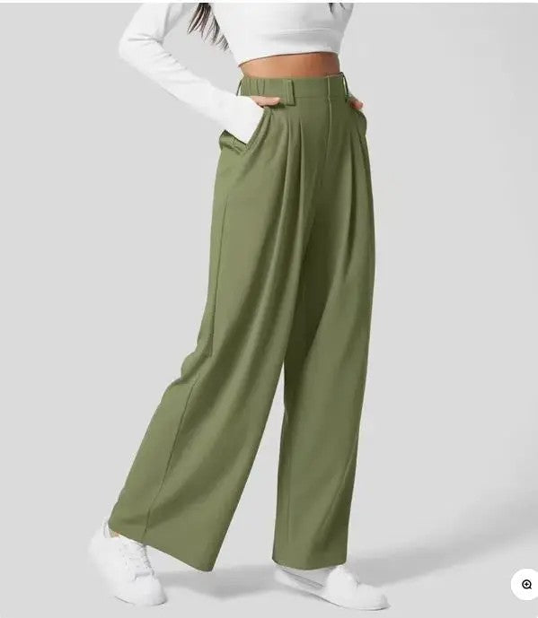 Vela High-Waist Trousers - Olive