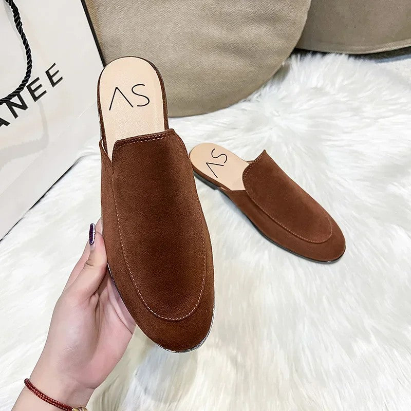 Velari Faux Suede Mules - Caramel