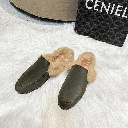 Velari Faux Suede Mules - Forest Green