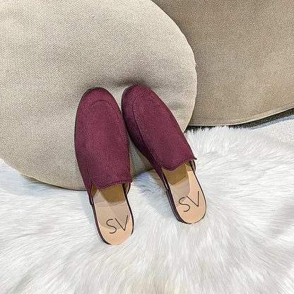 Velari Faux Suede Mules - Merlot