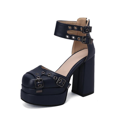 Velari Multi-Buckle Platform Sandals - Cobalt Blue